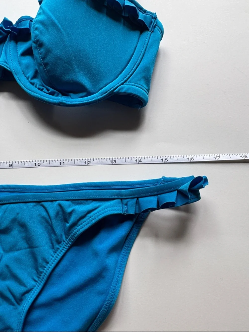H&M blue convertible halter/bandeau bikini sz 12 bottoms, 36C top
